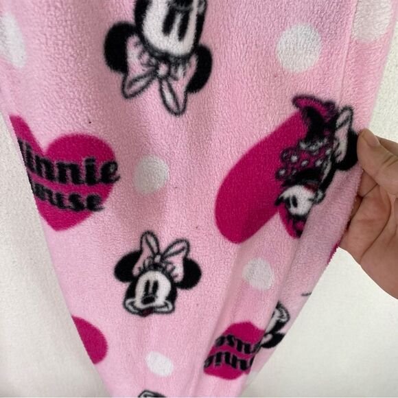 Minnie Mouse Disney Pajamas Women’s Pink Black 2 Piece Fleece Footed Pants Shirt - Picture 10 of 13